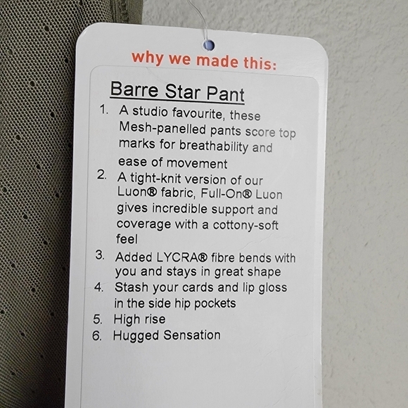 Lululemon Barre Star Pant in Fatigue Green size 6 NWT - Picture 8 of 10